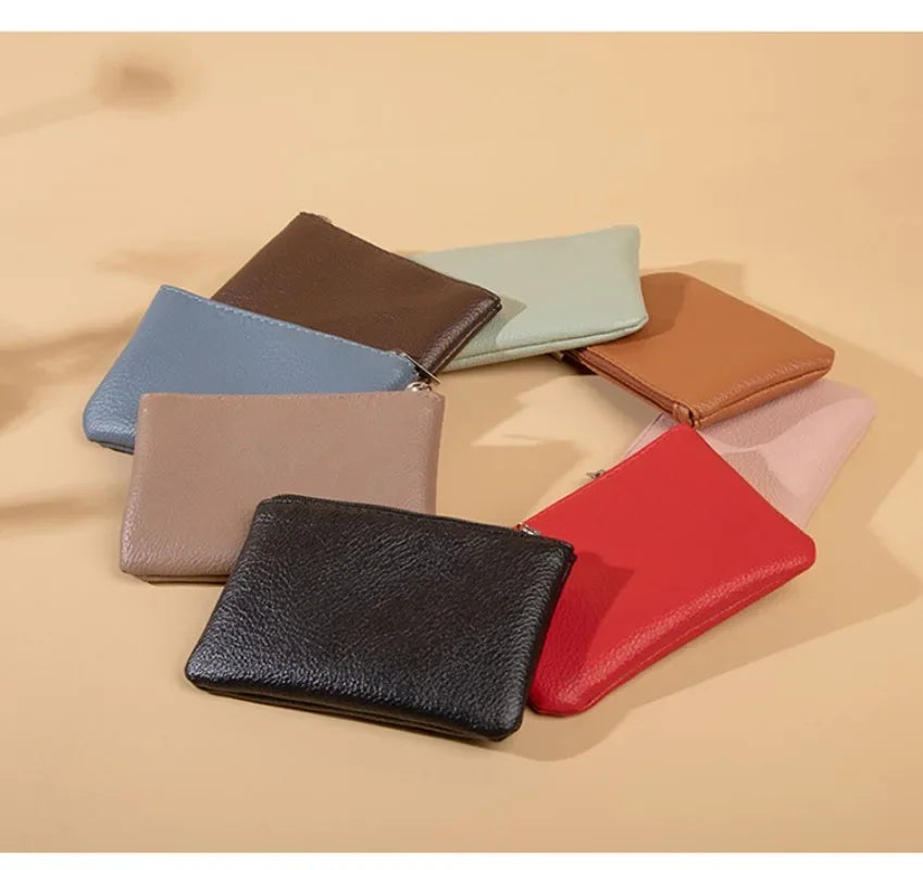Women's Small Coin Wallet Zipper Card Purse PU Leather Bag