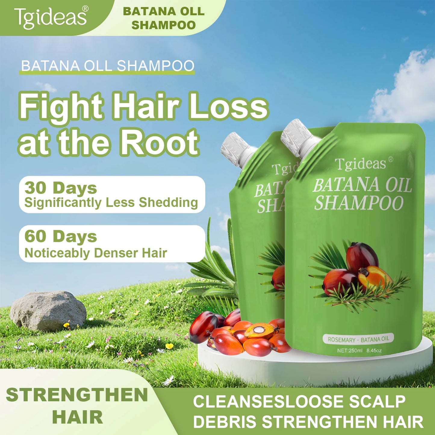 Rosemary Batana Oil Shampoo Promotes Hair Growth and Strength