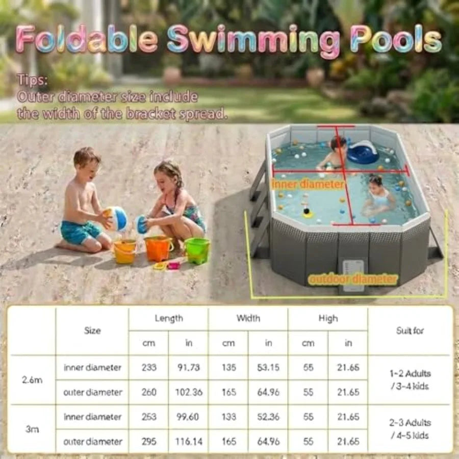 Foldable Pool Non-Inflatable With Hard Plastic Shell For Family Outdoor