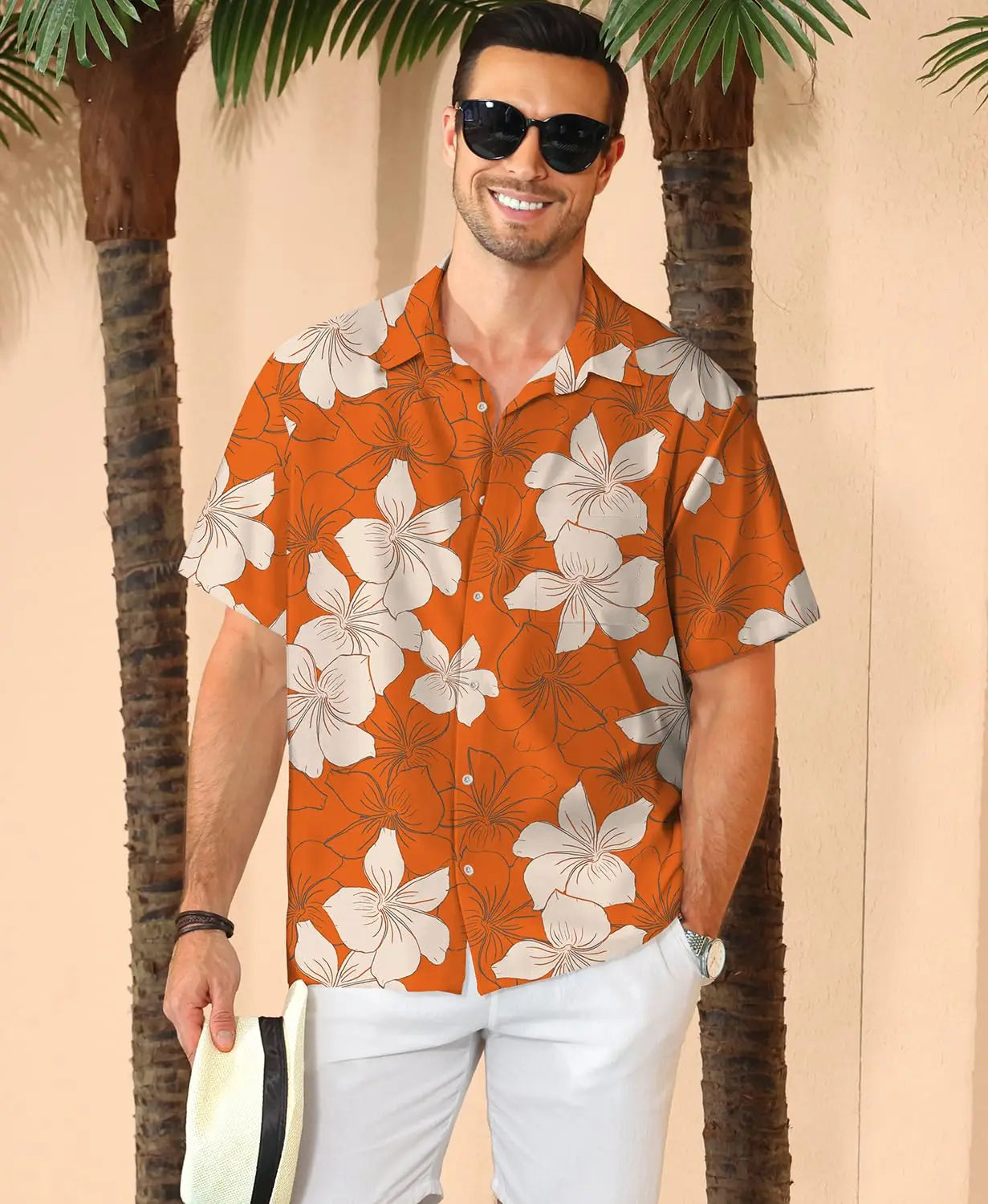 KYKU Hawaiian Shirt For Men Beach Vacation Button-Down Short Sleeve