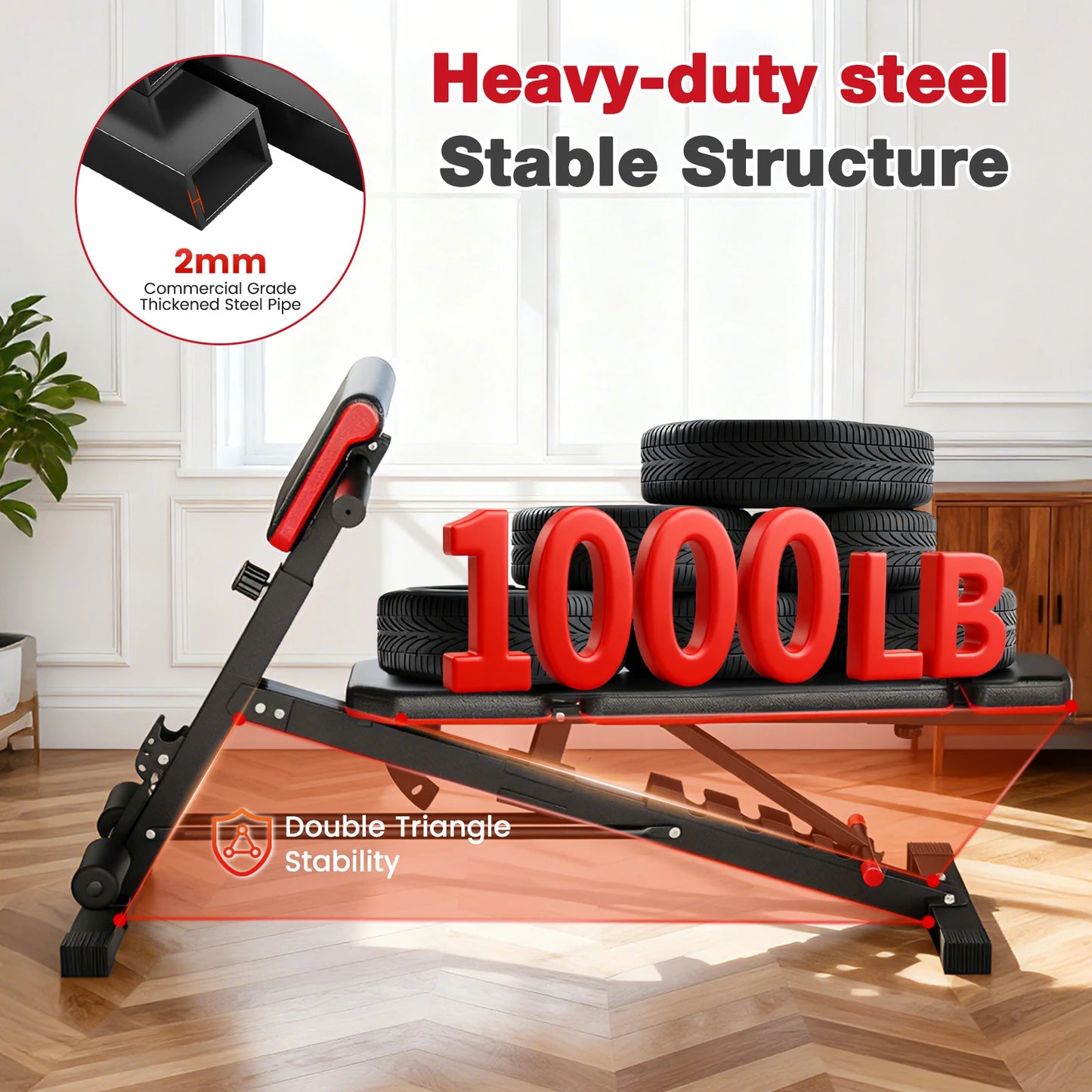 Adjustable Foldable Dumbbell Bench and Roman Chair for Home Gym