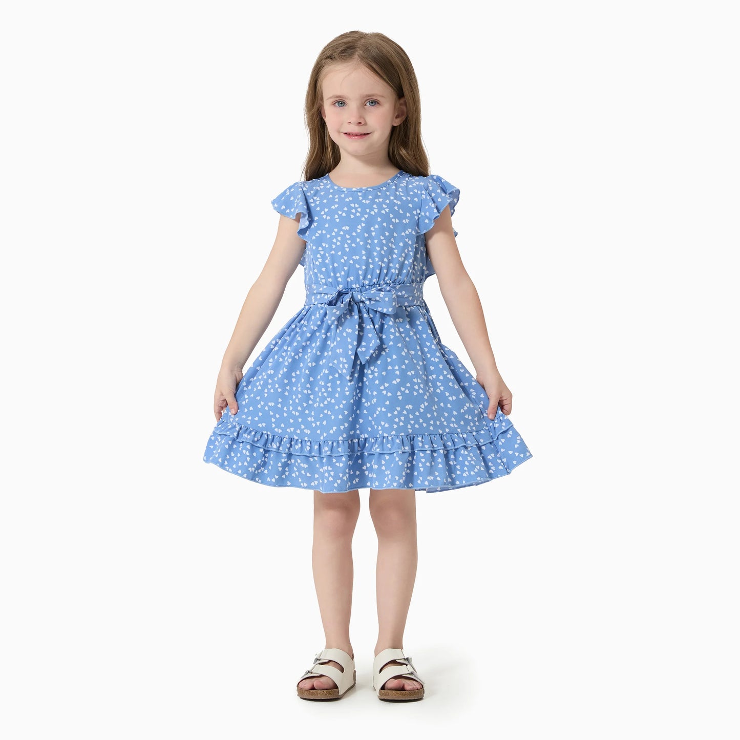 PATPAT Matching Mother Daughter Dot Print Ruffle Dress Set