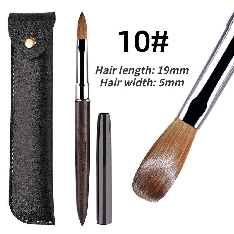Crimped Kolinsky Nail Brush With Sandalwood Handle