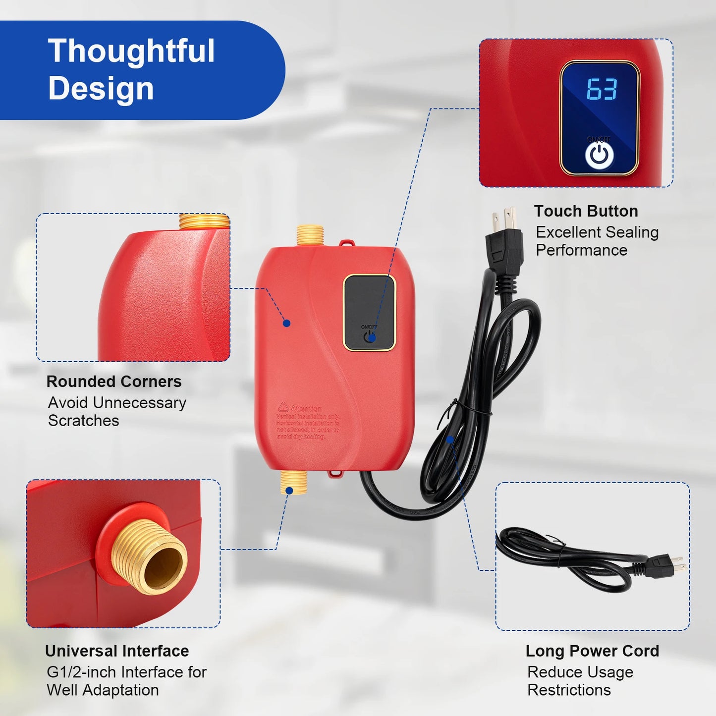 Sweetmile 3000W Instant Tankless Water Heater 68-122F