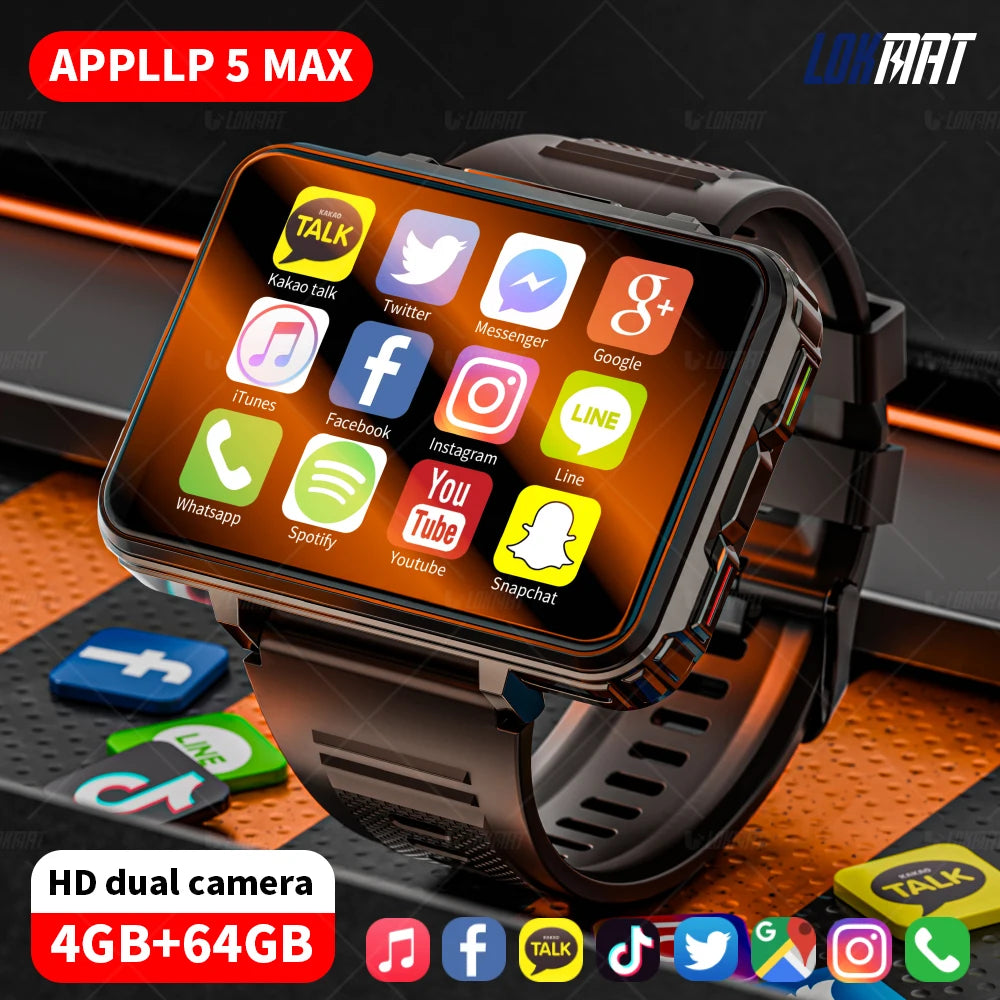 LOKMAT Android Smartwatch Phone 4G Calls Square Big Screen