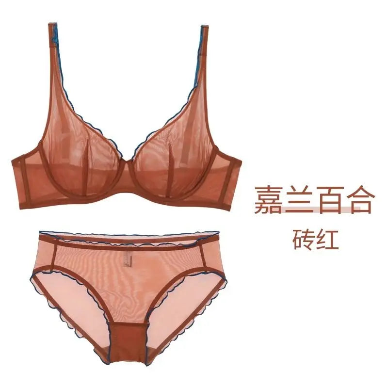Moyiusu Minimiser Underwire Bra Set With Mesh Lace