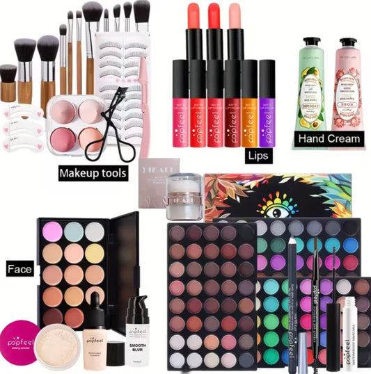 All-in-One Full Face Makeup Kit with Brush and Highlighter