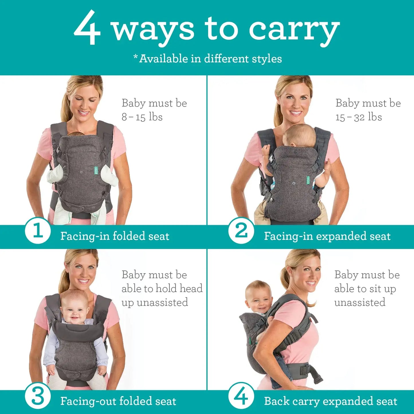 Closure 4-In-1 Convertible Baby Carrier And Diaper Bag Set