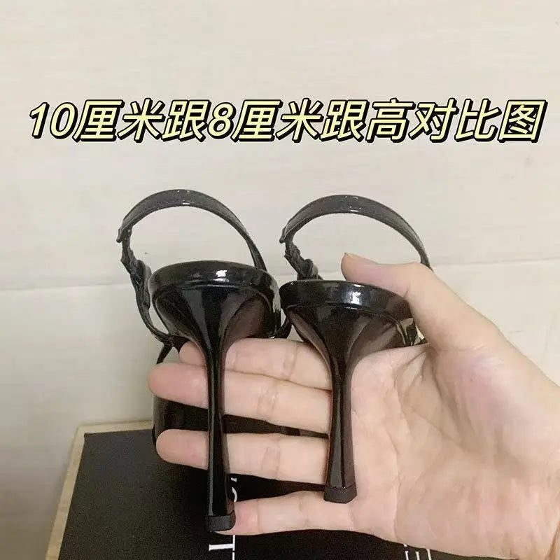 Pointed Toe Stiletto Sandals With Single Strap Slingback Heels