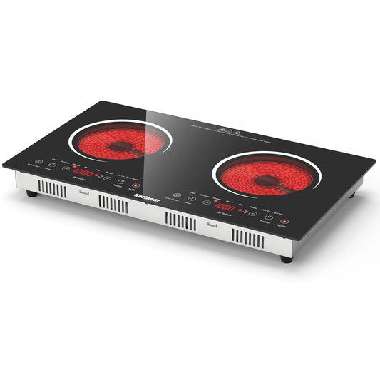 Karinear Two Burner Ceramic Electric Cooktop With Outlet Plug