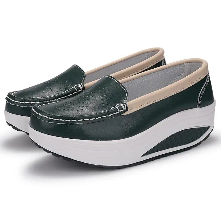 QUNSHENGRUI Women Leather Nursing Shoes Comfortable Work Shoes