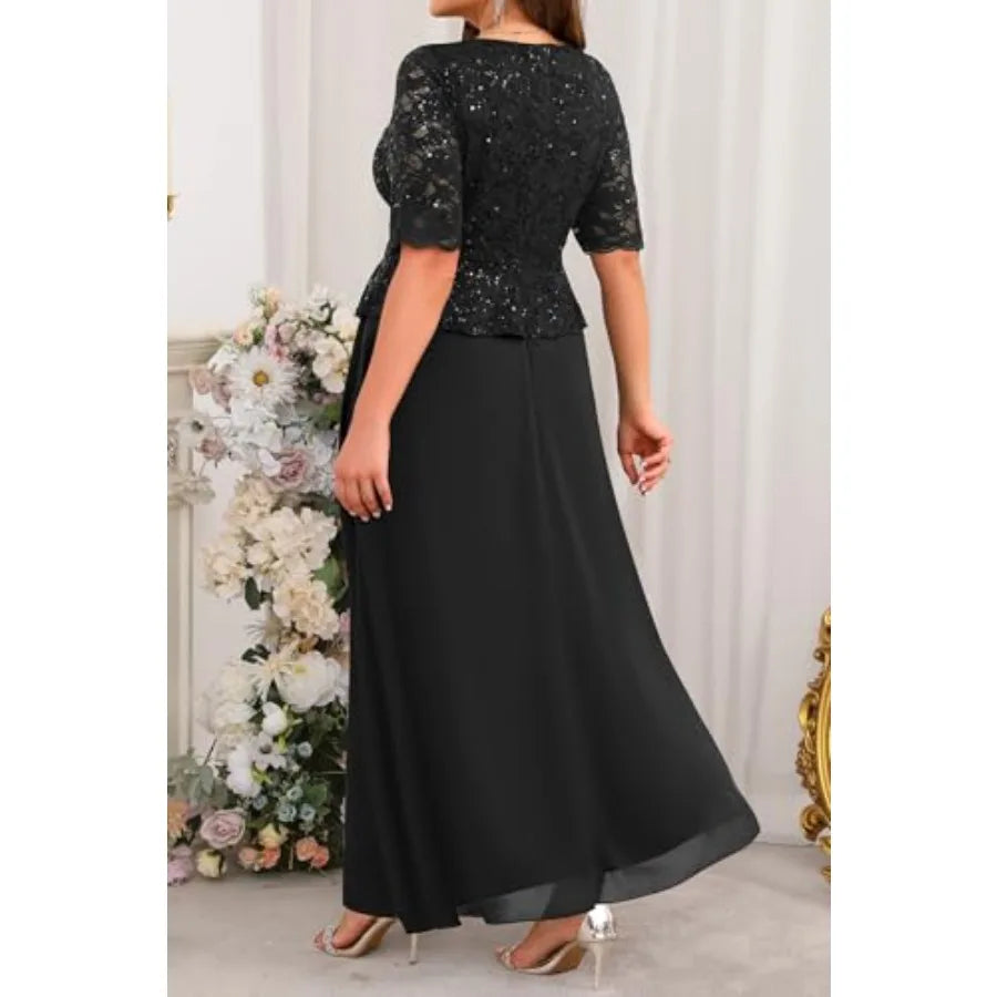 Mother Of The Bride Sequin Lace Bodice Formal Gown
