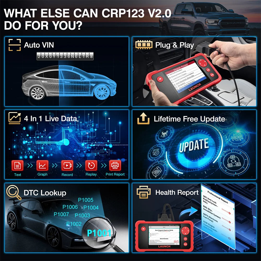 Launch CRP123 OBD2 Scanner SAS Oil ETS Resets