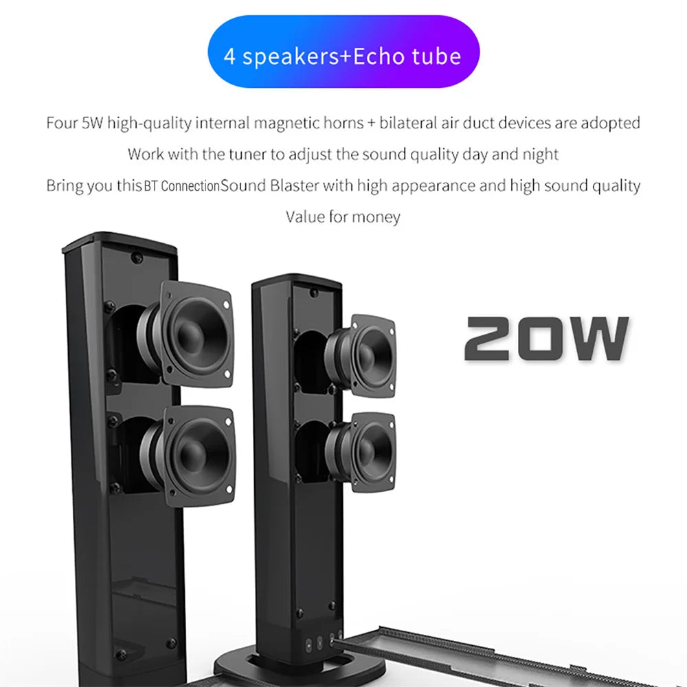 CURUK Wireless Bluetooth TV Sound Bar 2 Speaker System For Home Theater