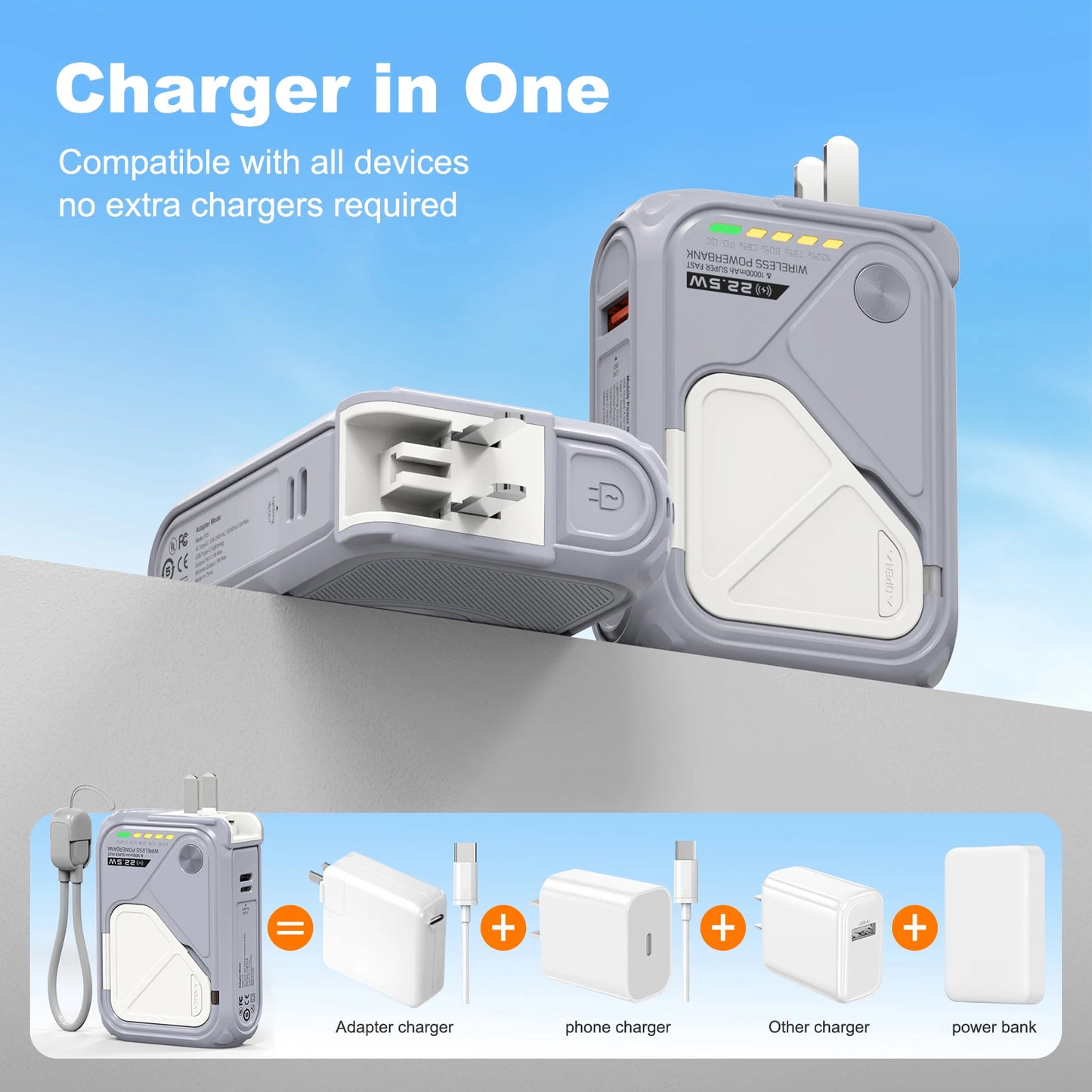 Prunus 22.5W Magnetic Wireless Power Bank 10000mAh USB-C