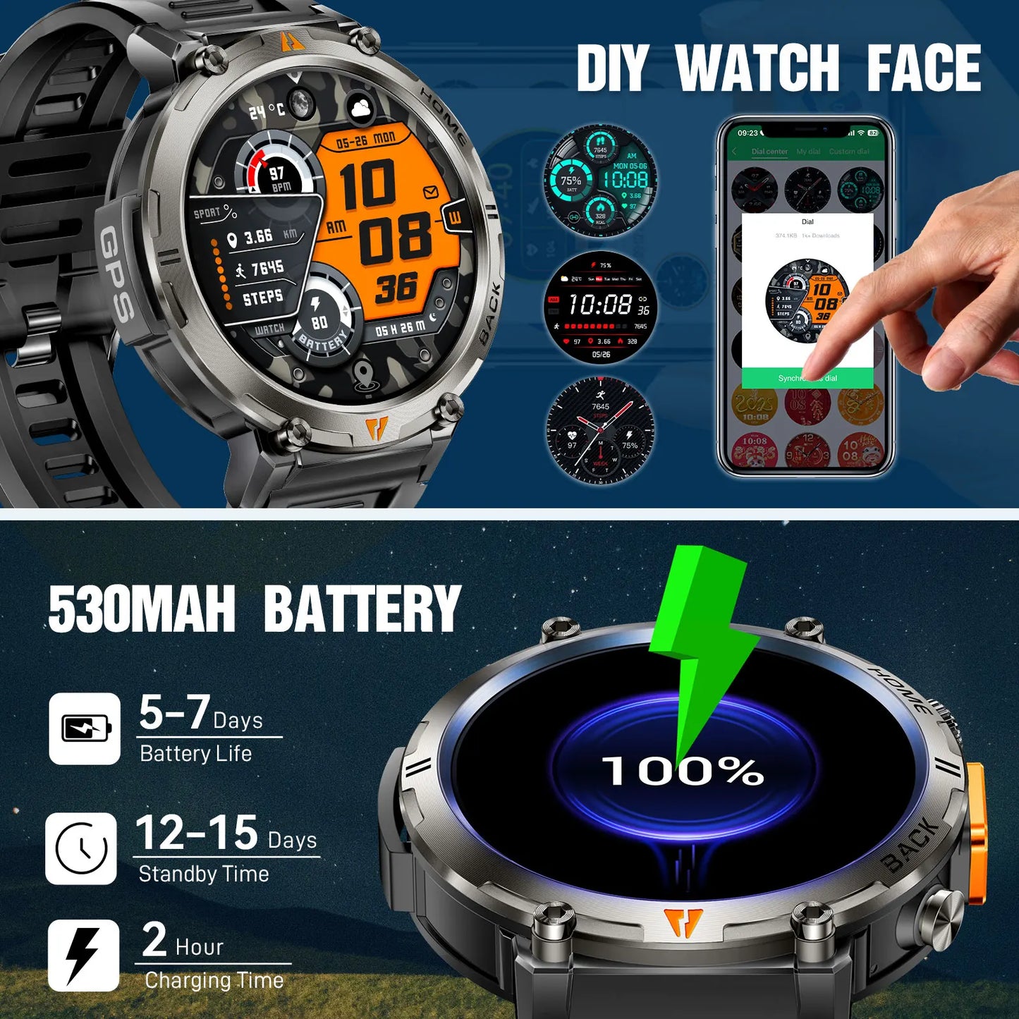 EIGIIS KE3 Bluetooth Call Smartwatch For Men Touch Screen