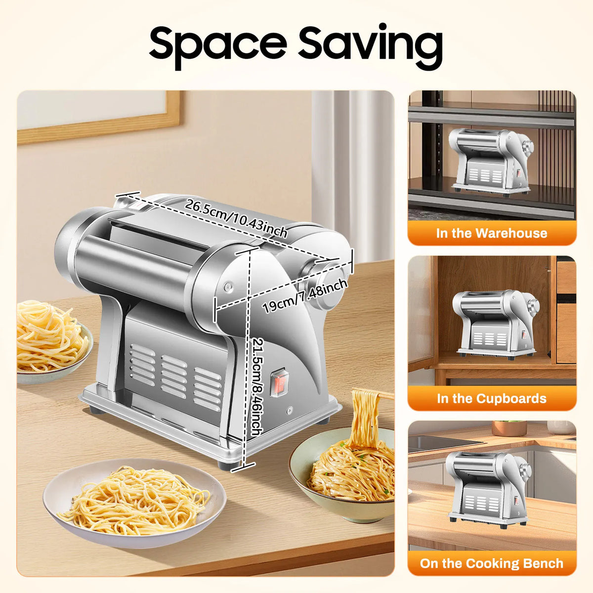 Automatic Tabletop Stainless Steel Noodle Maker With 8 Speed Settings