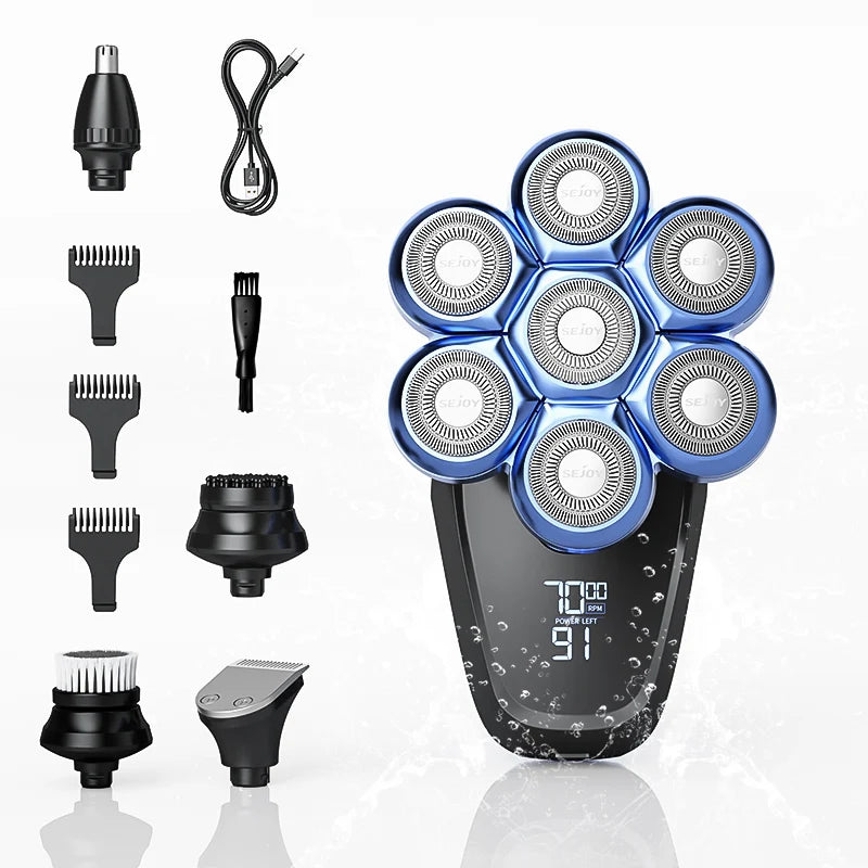 Sejoy 6 In 1 Electric Razor For Bald Men Nose Hair Trimmer Waterproof