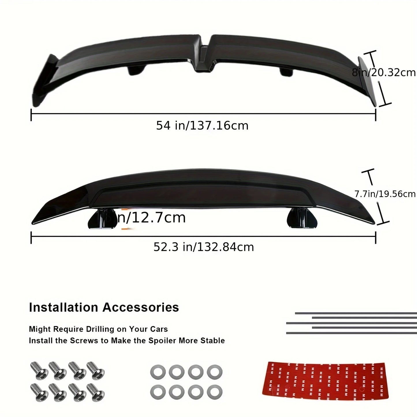 Rear ABS Racing Spoiler Wing MG6 Pro Style For Cars
