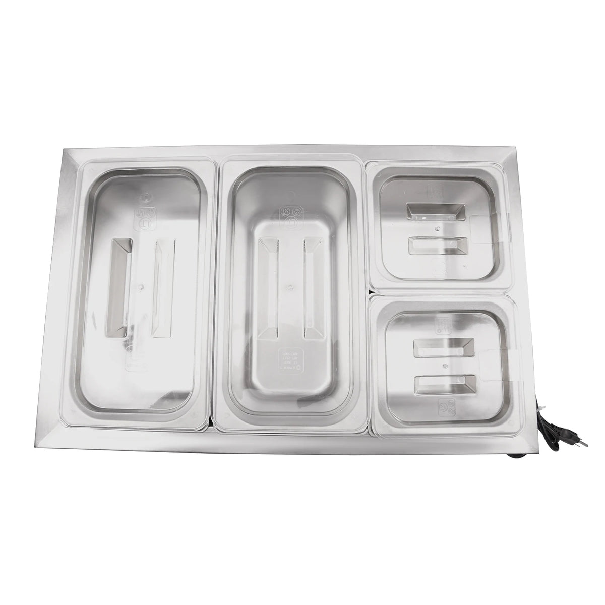 Commercial Electric Stainless Steel Food Warmer with Pans and Lids