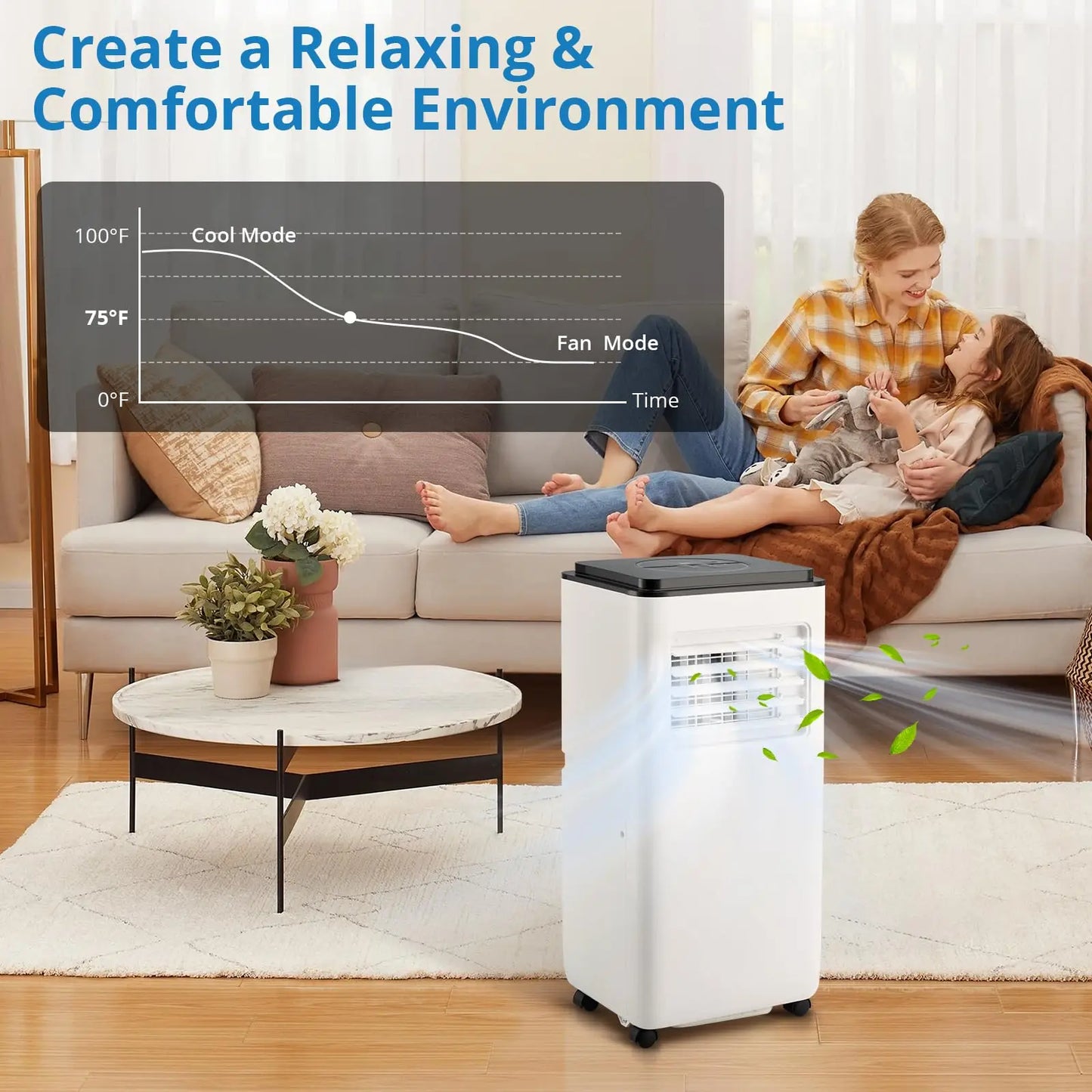 10000 BTU Portable Air Conditioner With Remote For Rooms