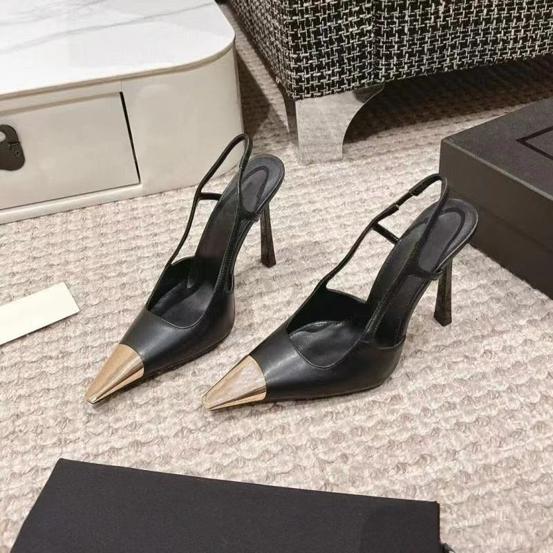 Pointed Toe Stiletto Sandals With Single Strap Slingback Heels