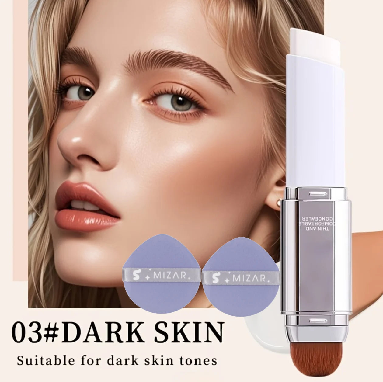 Color Changing Concealer Foundation Stick Dual Ended With Puffs