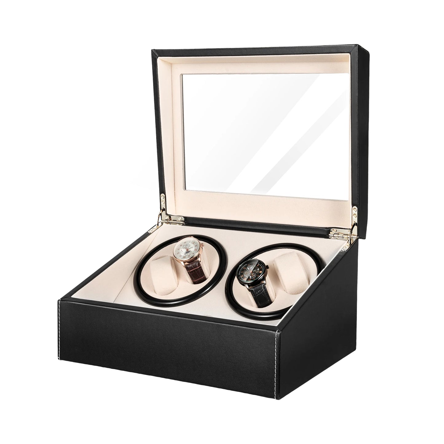 Automatic Watch Winder Box In PU Leather Jewelry Display Case