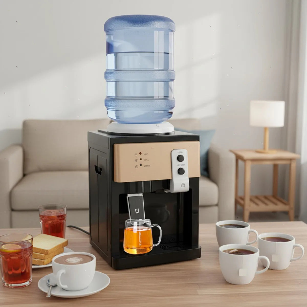Hot Cold Water Dispenser, Countertop, 3 Temperature, 550W 75W, 304 Stainless Steel, 110V, for Home, Office, Kitchen, Desk, Portable, Energy Efficient, Safe, Water Cooler