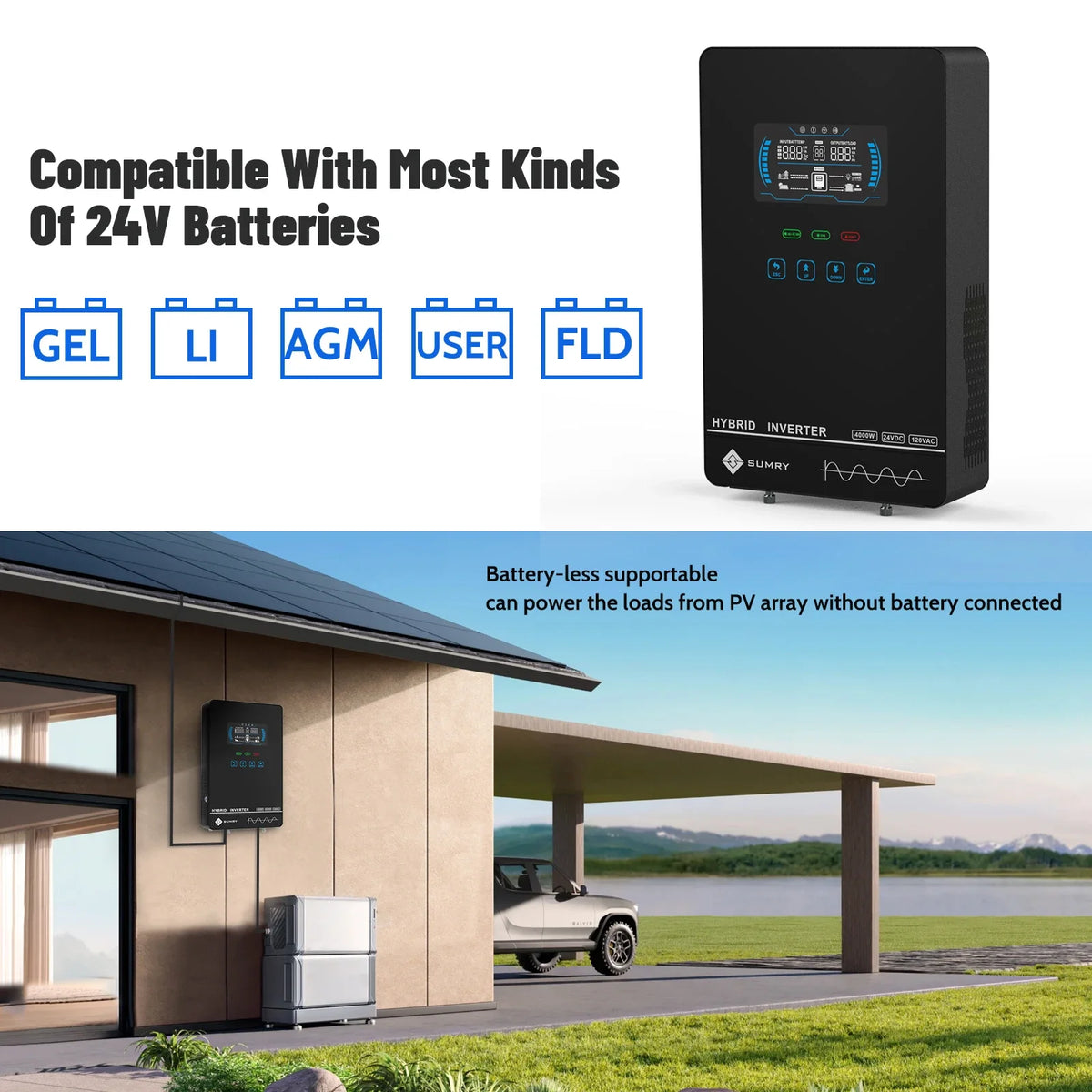 Sumry 4KW Hybrid Solar Inverter MPPT Charger Pure Sine Wave