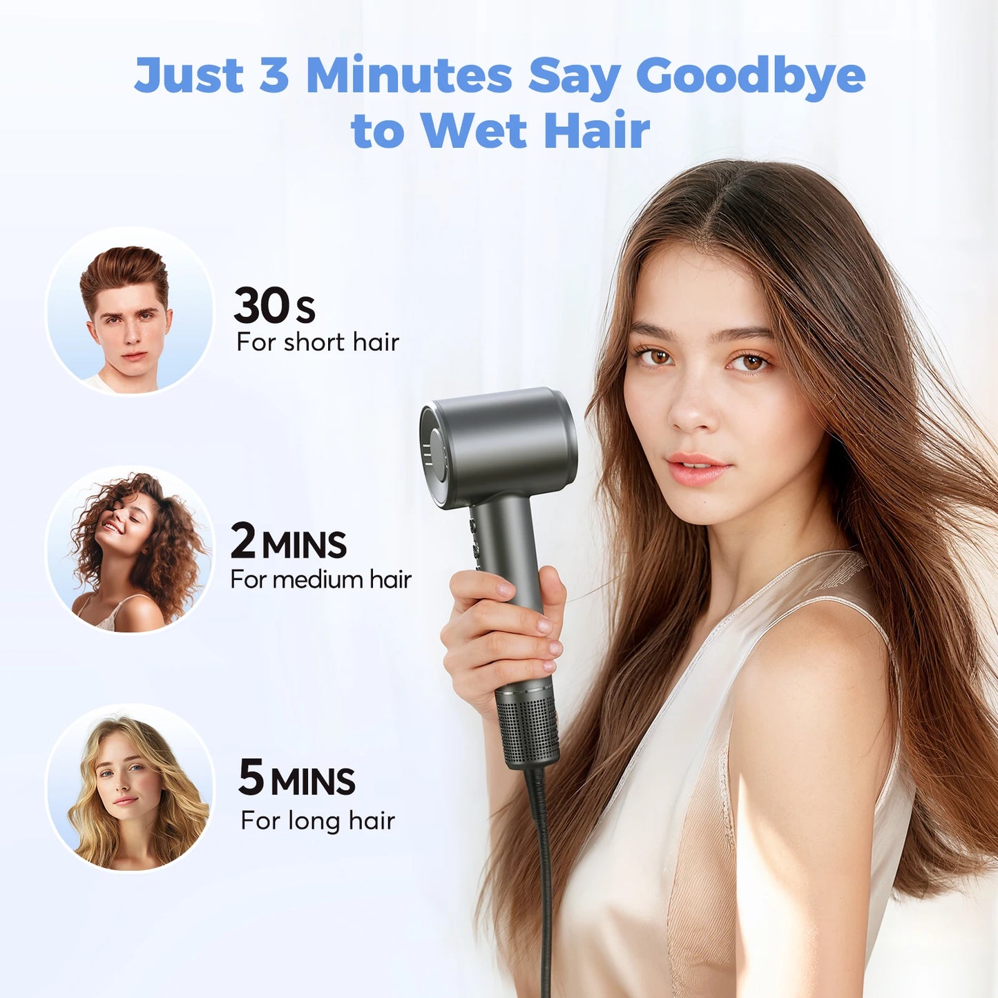 LYSMOSKI Hair Dryer With Negative Ionic Brushless Motor