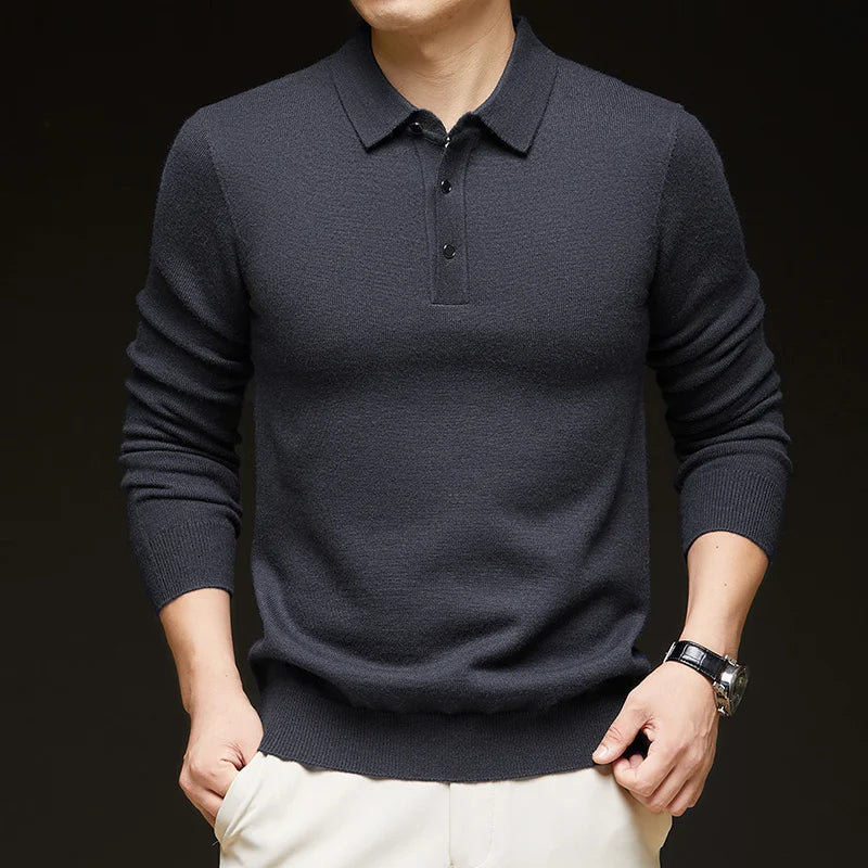 Men's Wool Crewneck Knit Pullover Sweater for Autumn and Winter