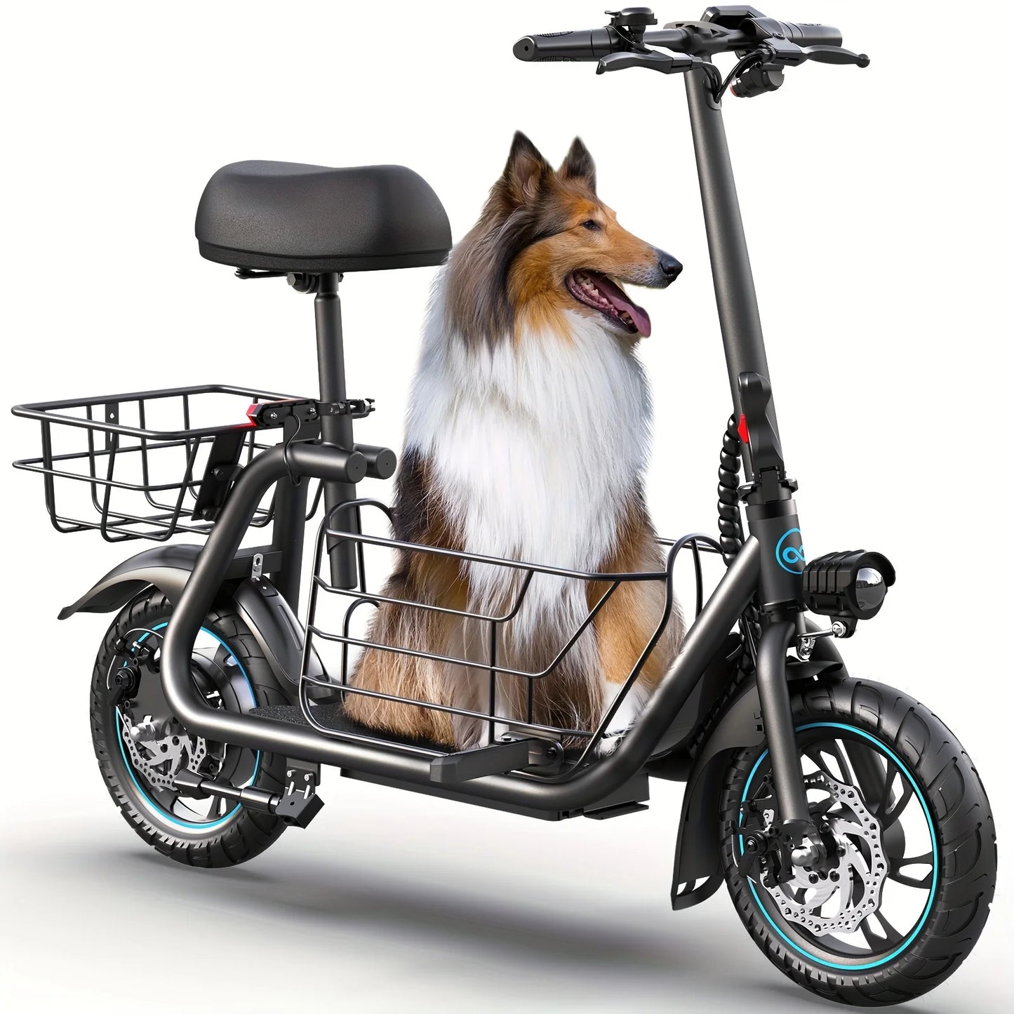 Gyroor Foldable Electric Scooter With Basket For Pet Daily Commute