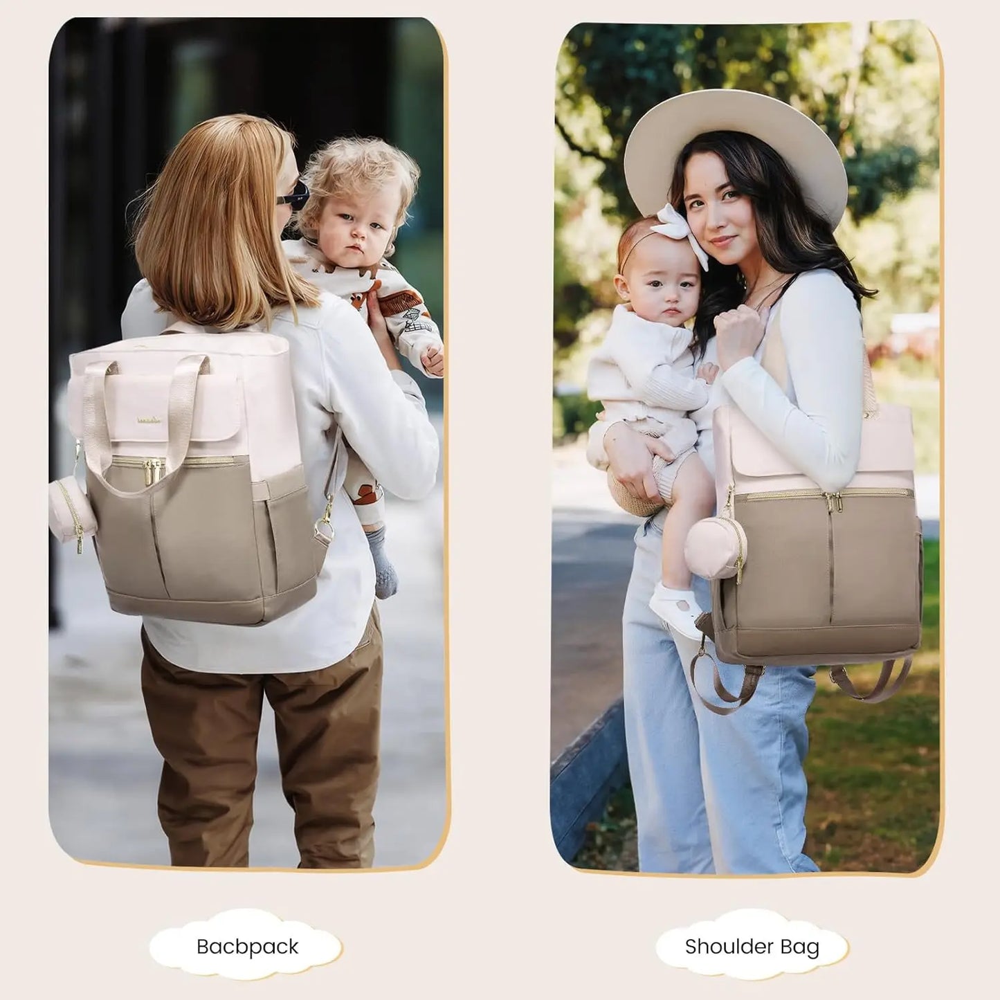 Closure Diaper Backpack With Insulated Pockets And Anti Theft Design