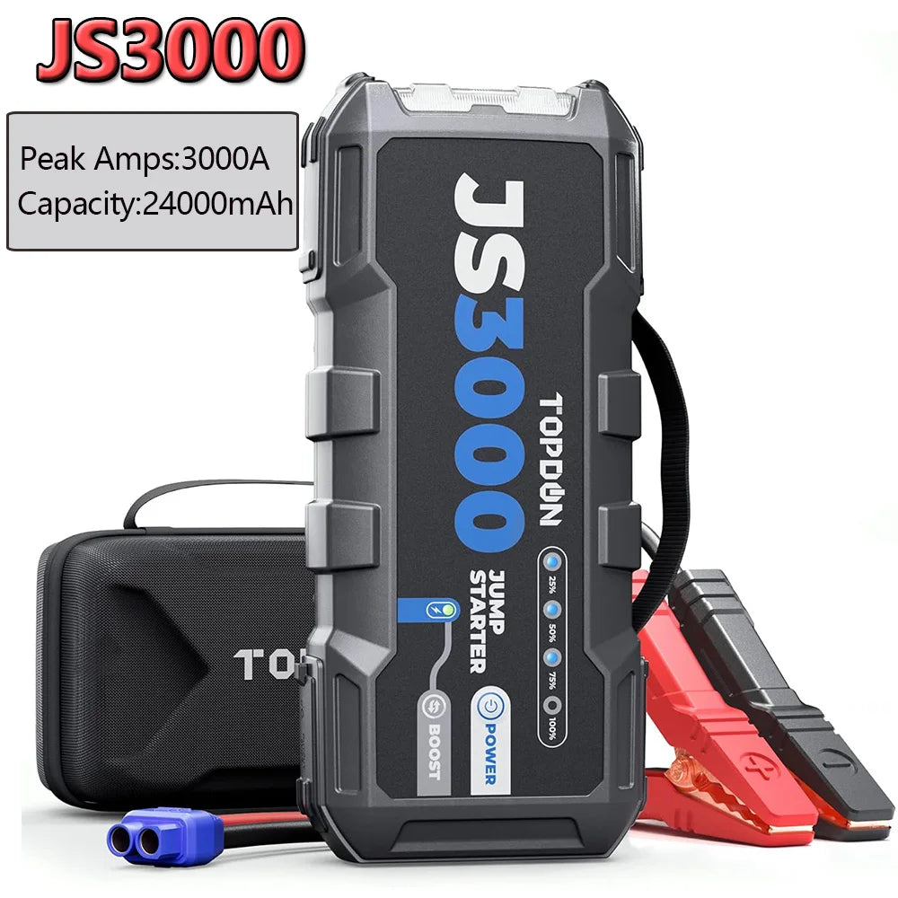 Topdon Portable 3000A Jump Starter 12V Car Battery Charger Power Bank