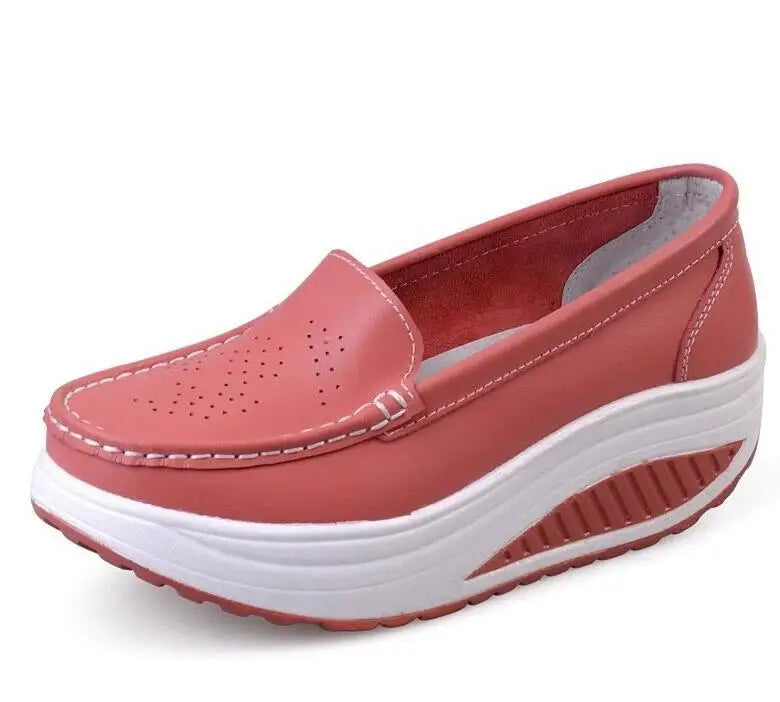 QUNSHENGRUI Women Leather Nursing Shoes Comfortable Work Shoes