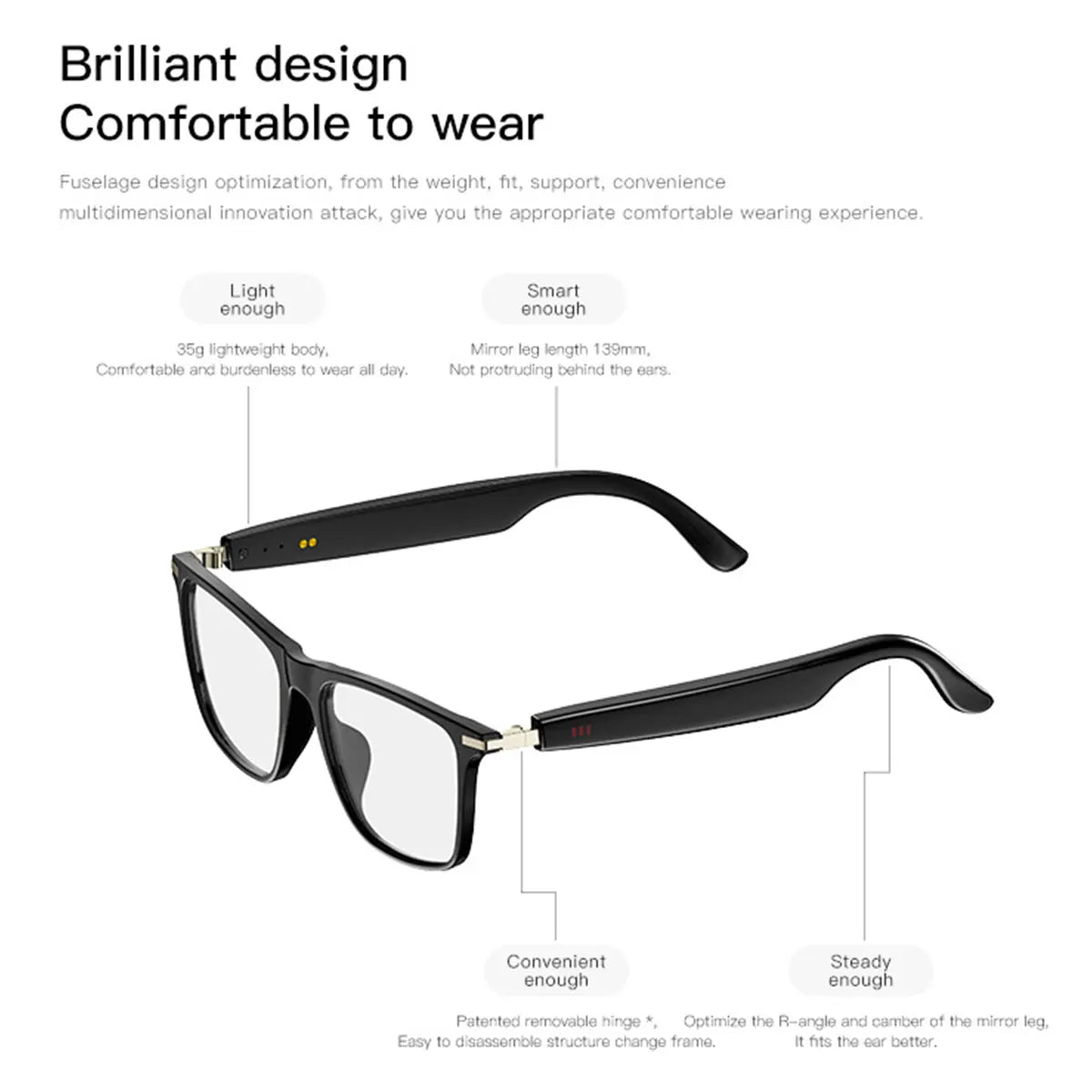 Fecoul Smart Glasses With Auto Dimming Lenses Built In Microphone And Speaker