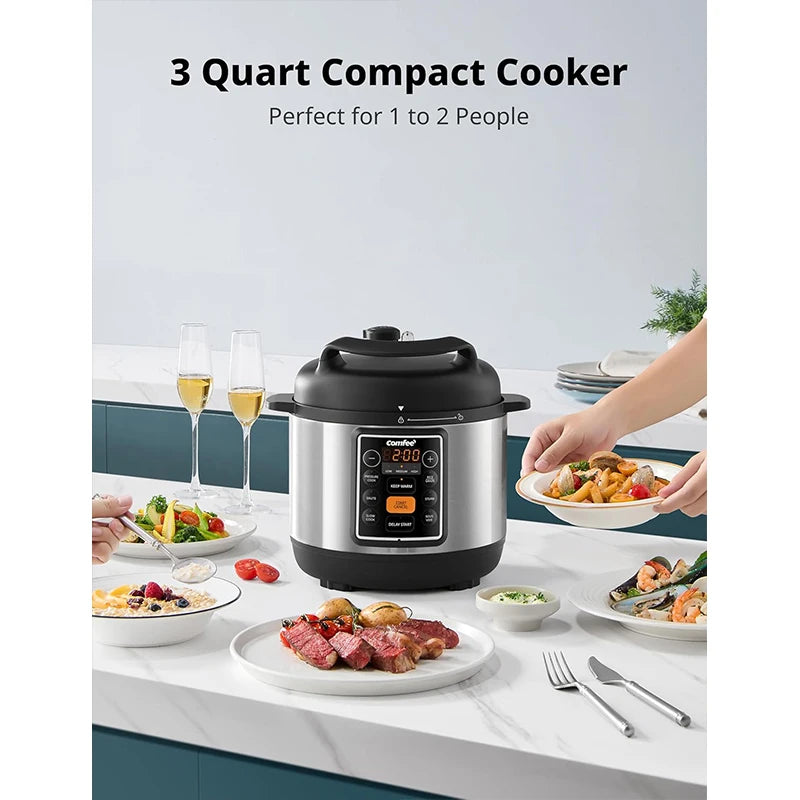 Media&COMFEE 6 in 1 Multi Function Electric Pressure Cooker, Multi Use Yogurt Maker & Rice Cooker with Non-Stick Inner Pot, Supports Pressure Cooking, Stewing and Steaming Functions, Ideal for Home Kitchens and Small Restaura