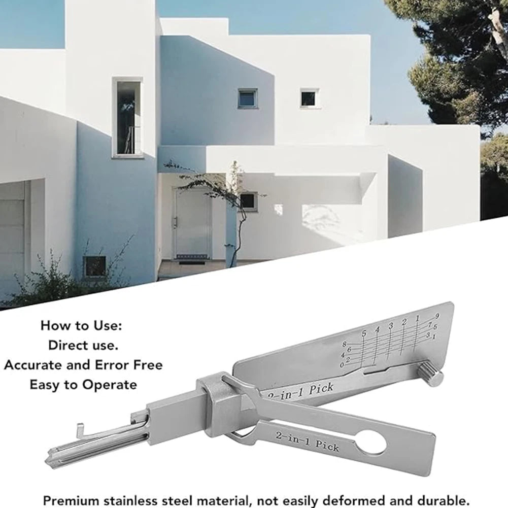 Stainless Steel Key Decoder 2 In 1 Precision Hook And Pick Set For Lock Repair Tools