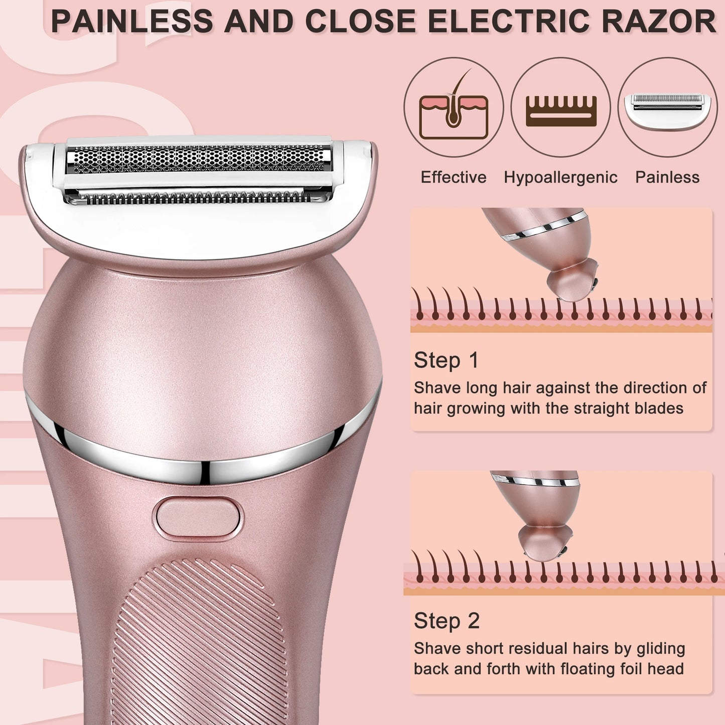 Hatteker 3 in 1 Epilator for Women USB Rechargeable Hair Removal