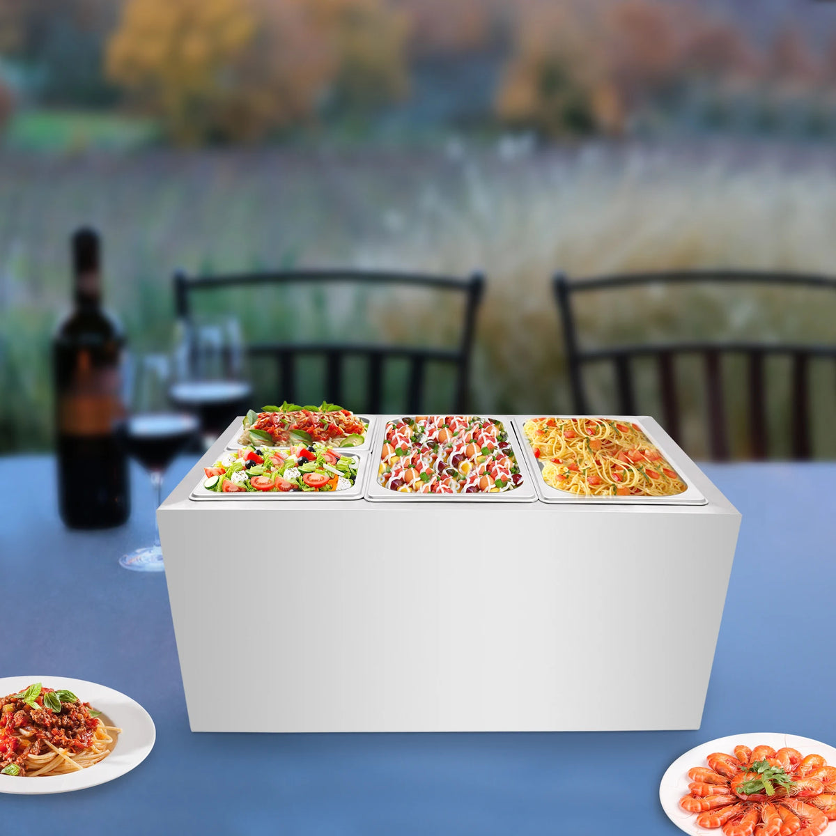 Commercial Electric Stainless Steel Food Warmer with Pans and Lids