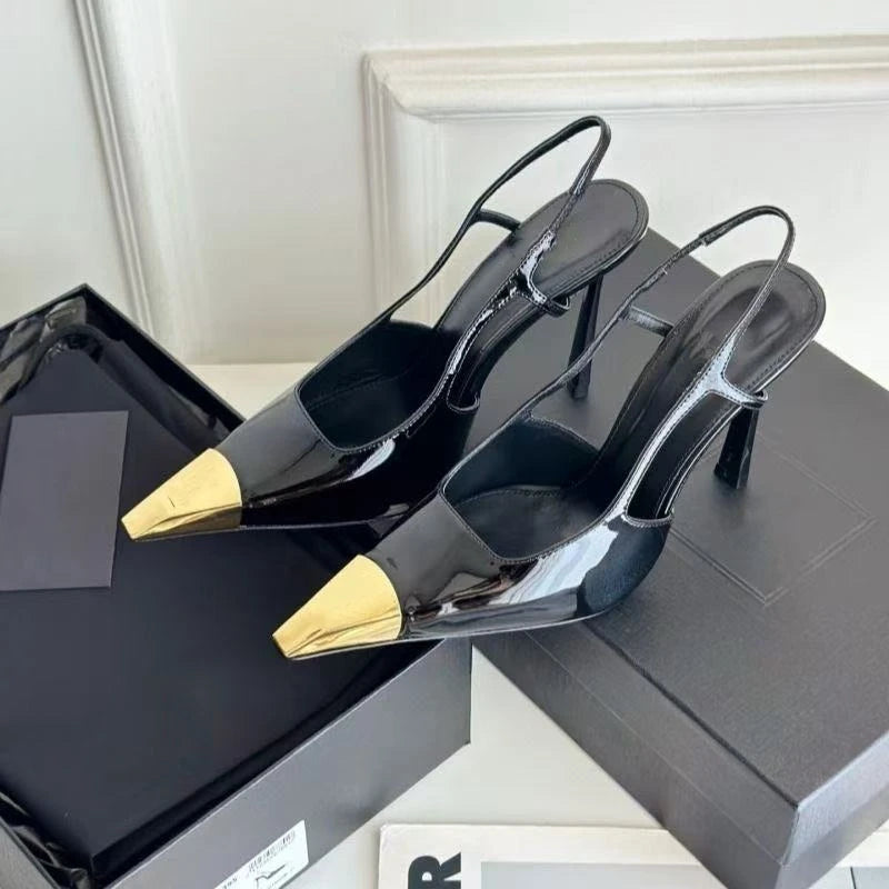 Pointed Toe Stiletto Sandals With Single Strap Slingback Heels