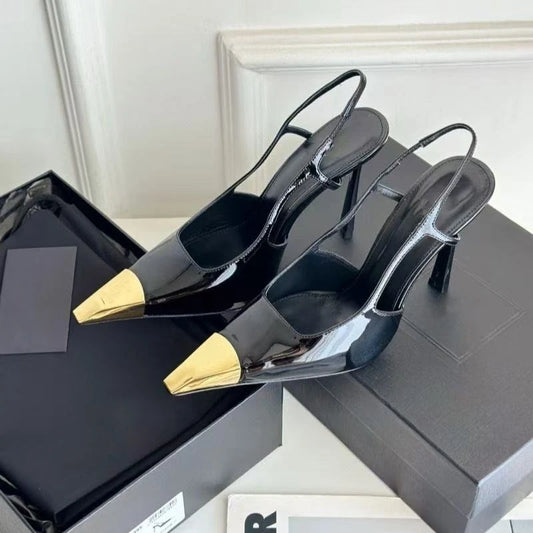 Pointed Toe Stiletto Sandals With Single Strap Slingback Heels