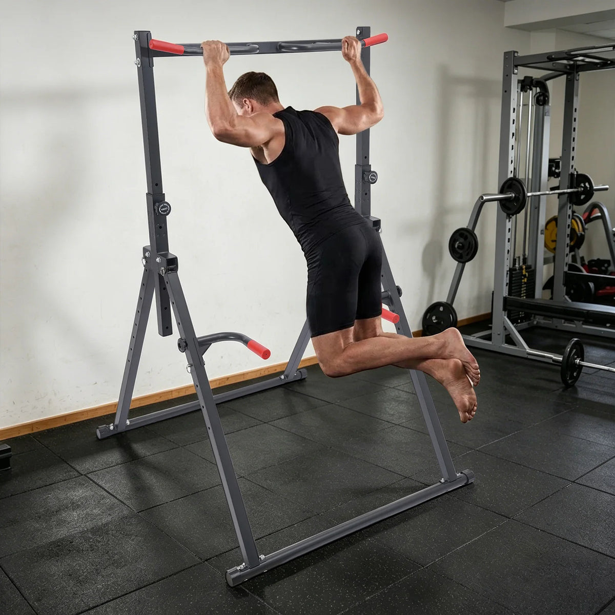 Adjustable Pull Up Station Home Foldable Strength Training Equipment Triangular Horizontal Bar, 200kg Load for Home & Gym