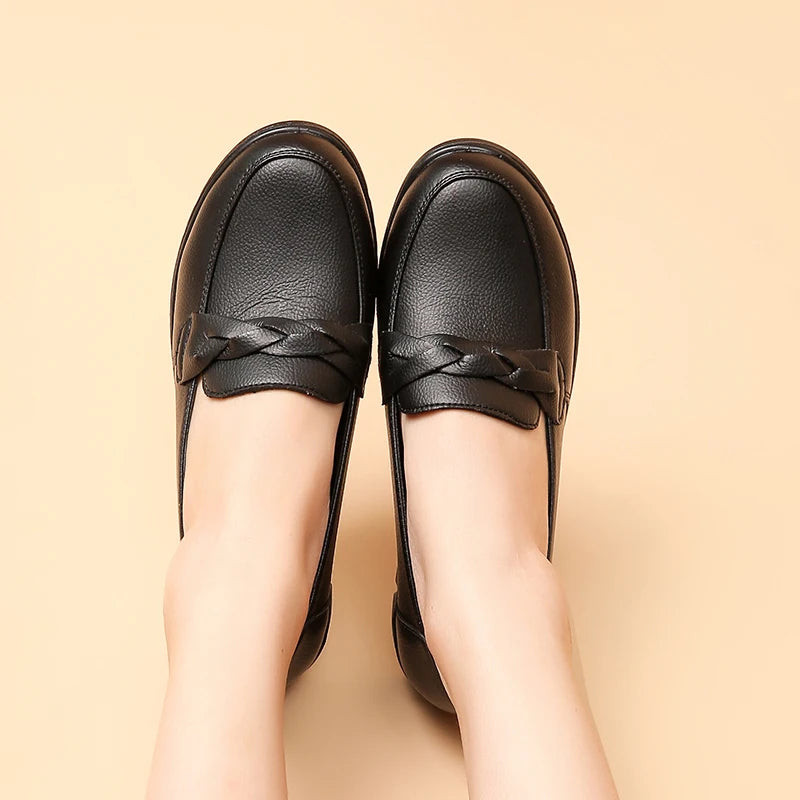 Women Slip On Work Flats With Braided Detail Cushioned Insole