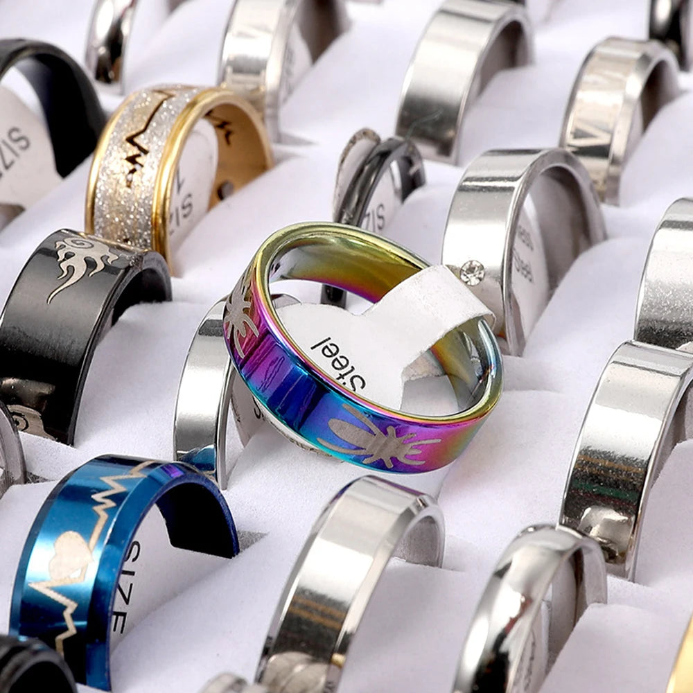 GuangdongFine Stainless Steel Rings Set For Men Women Wedding Jewelry
