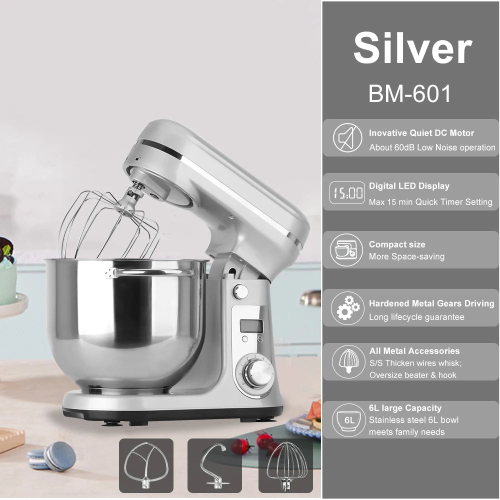 Biolomix Kitchen Stand Mixer 6 Speed 1200W Quiet Motor