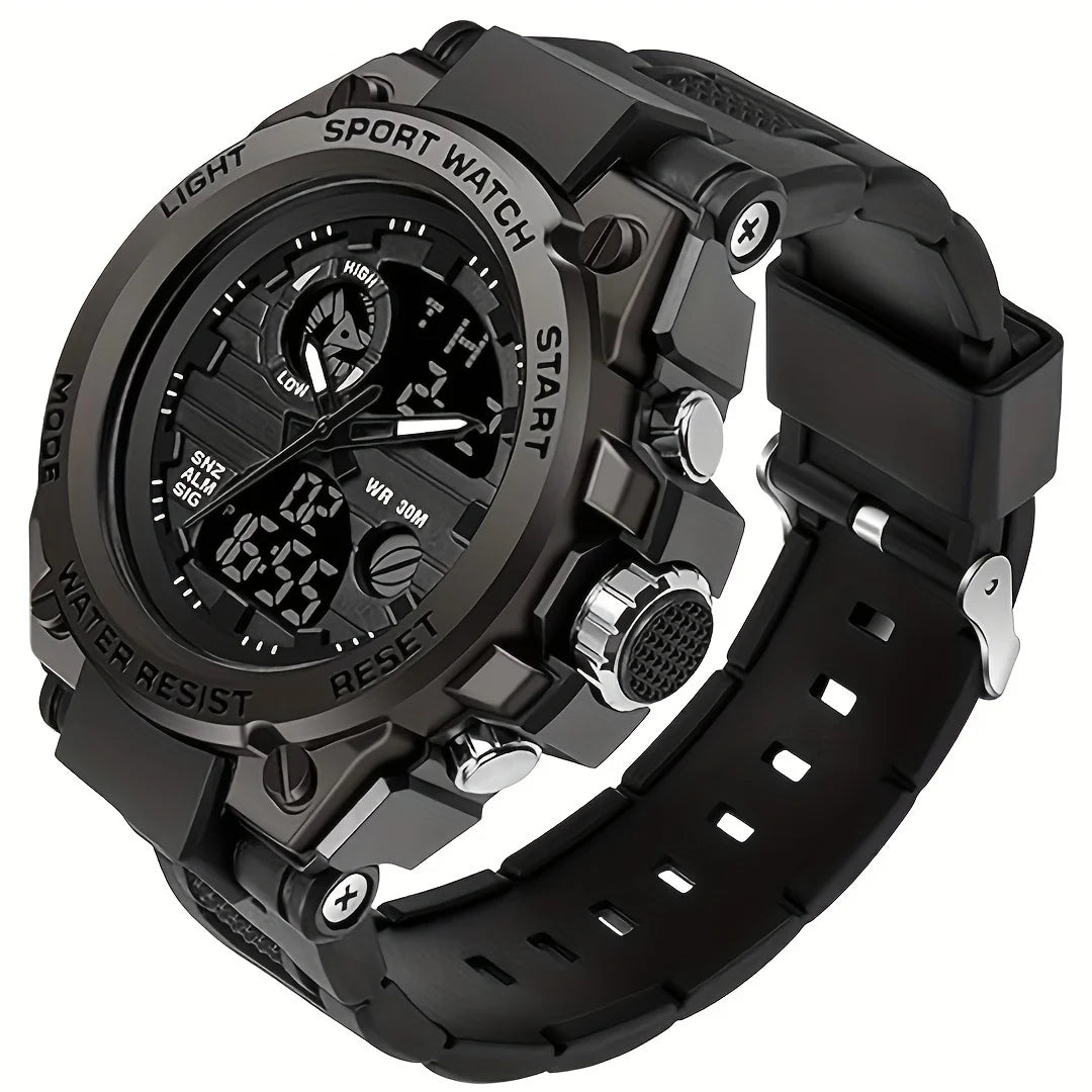 Men Outdoor Tough LED Digital Stopwatch Dual Display Watch