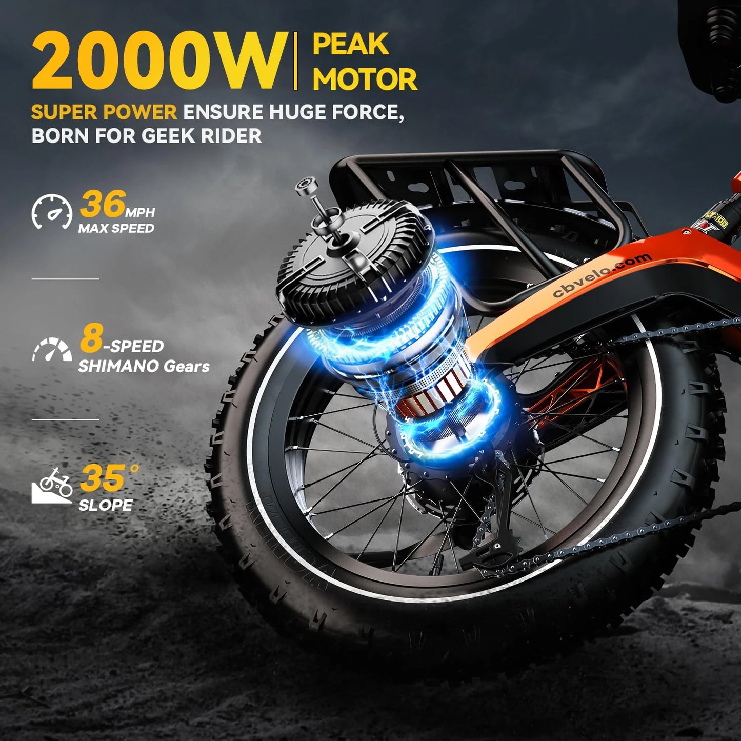 CYBERVELO EK6 Fat Tire 2000W Foldable EBike With 48V Battery