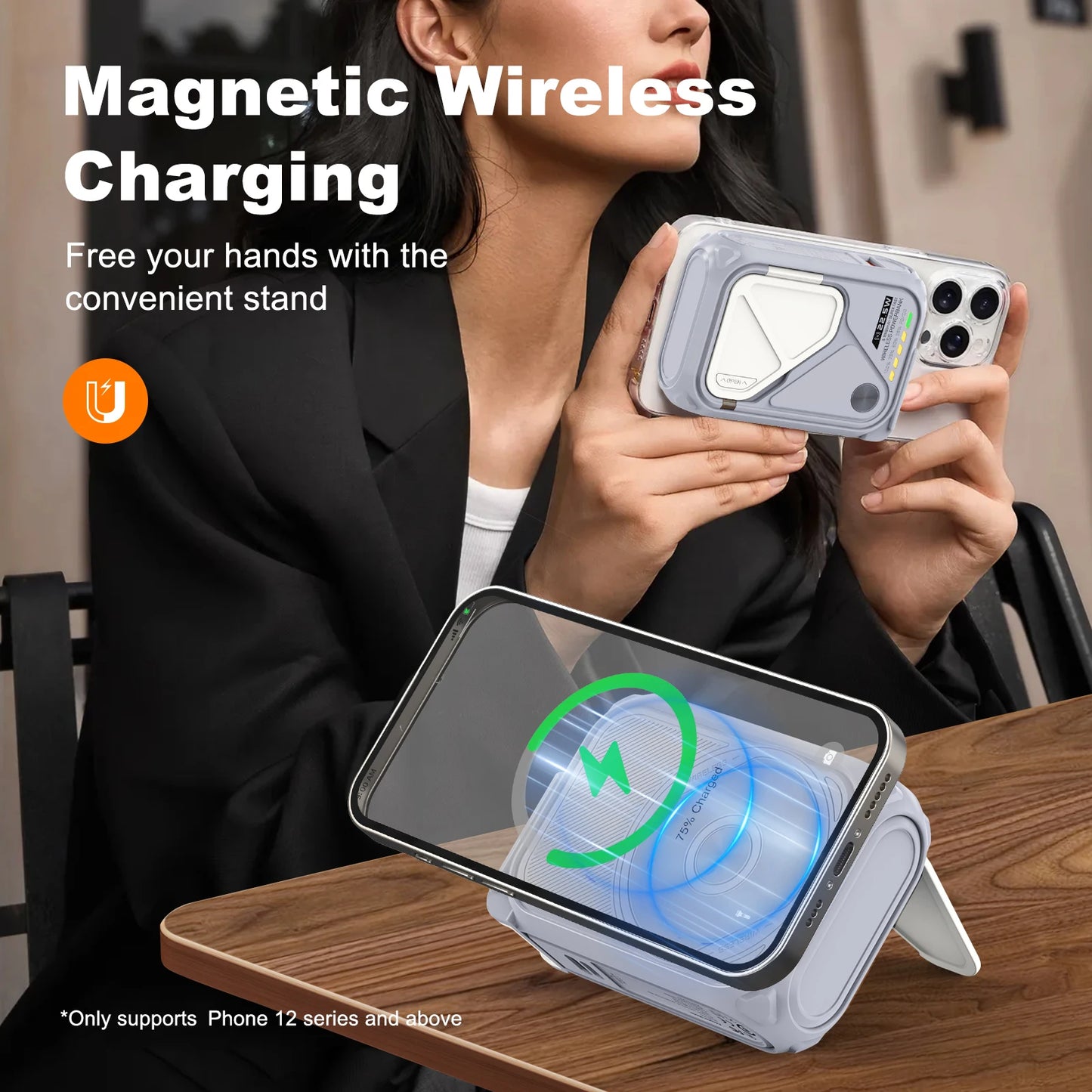 Prunus 22.5W Magnetic Wireless Power Bank 10000mAh USB-C